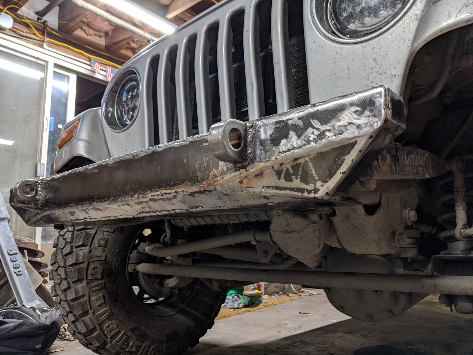 Building a home-fab TJ bumper with recovery points, and a winch plate. Get out there and fab! Part 2