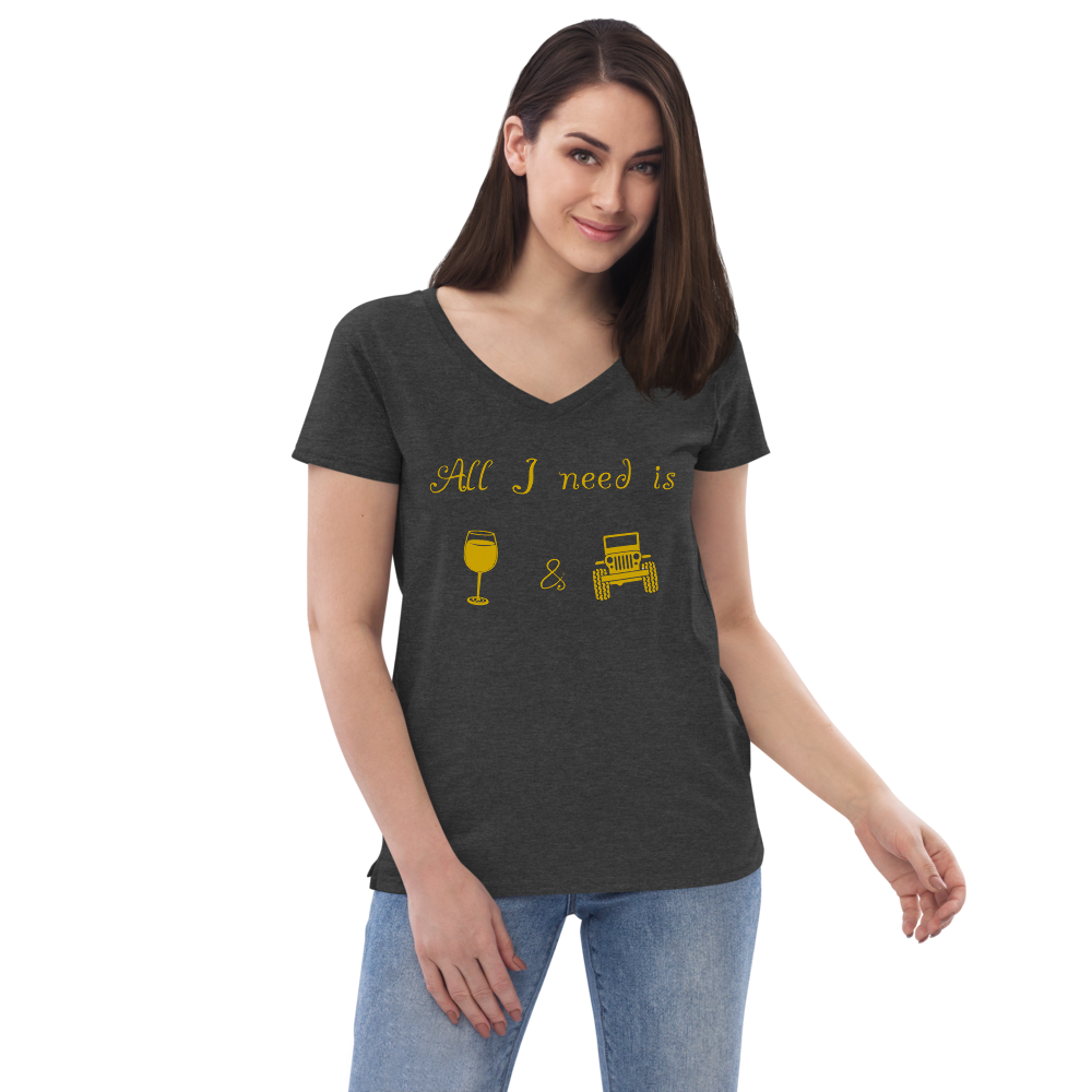 Everything is Fine Thanks to Wine Women's Fashion Relaxed V-Neck T-Shirt  Tee Charcoal Grey Small at  Women's Clothing store